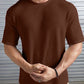 Oversized Waffle Knit Tee For Men - Brown
