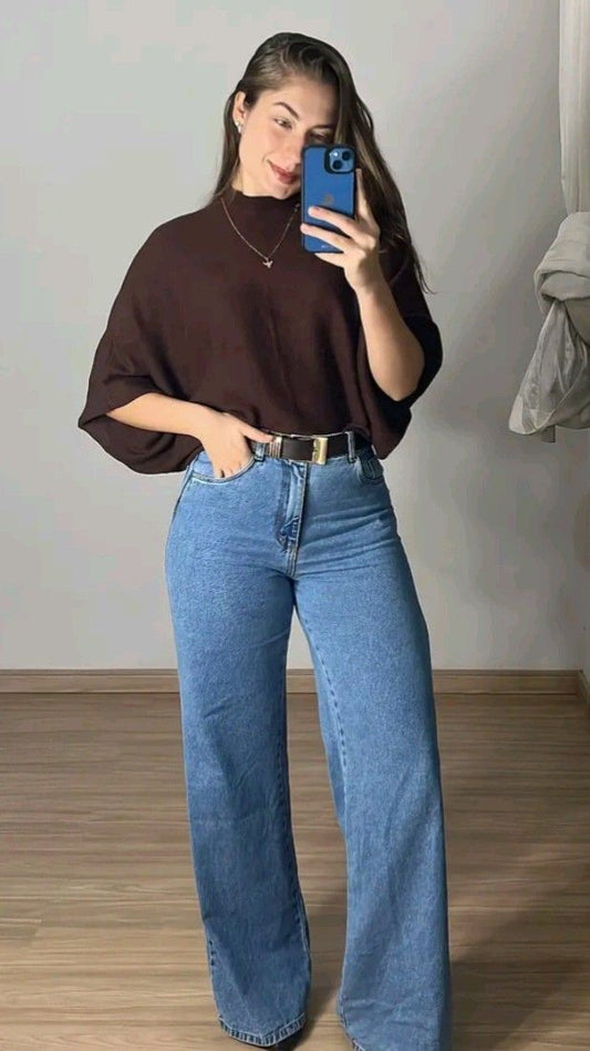 Premium Wide Leg Jeans - Midnight Blue