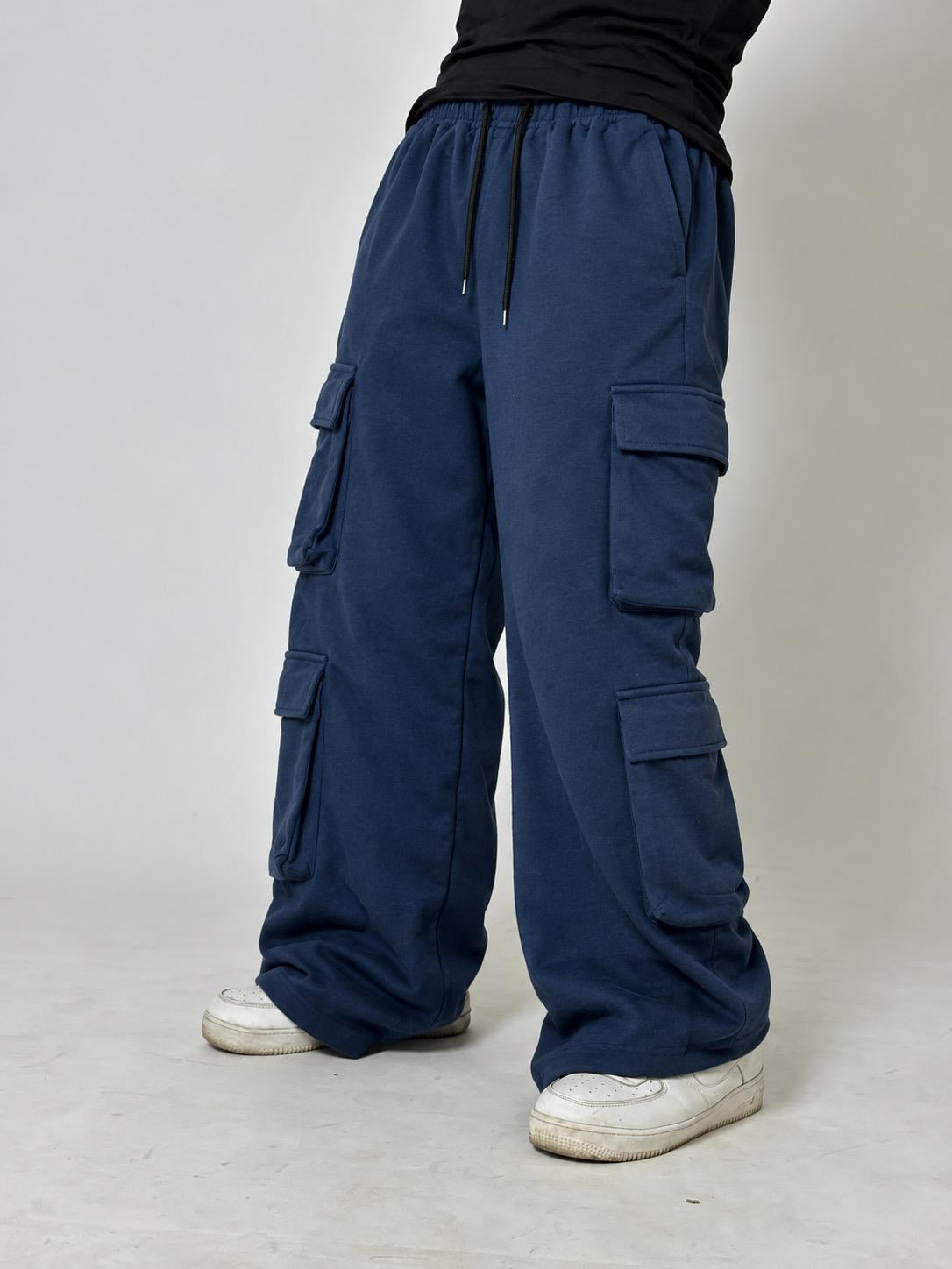 Core Oversized Fleece Cargo Trousers - Deep Navy