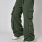Core Oversized Fleece Cargo Trousers - Forest Green