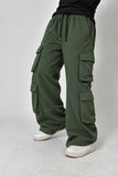 Core Oversized Fleece Cargo Trousers - Forest Green