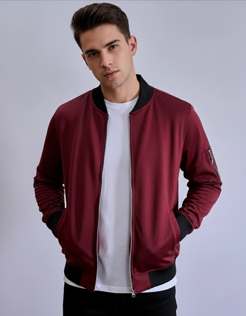 Bomber Jacket Fleece - Maroon