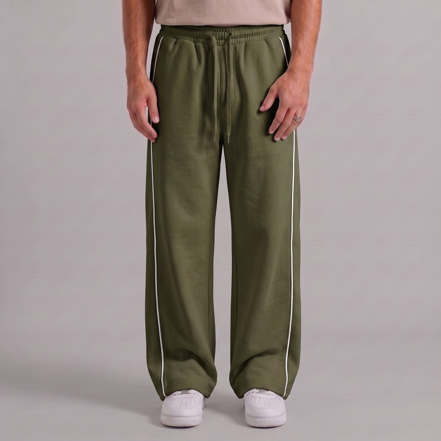 Classic Stripe Trouser - Olive Moss