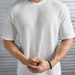 Oversized Waffle Knit Tee For Men - White